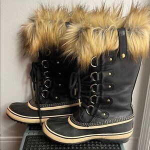 Sorel Black and Tan Waterproof Winter Boots